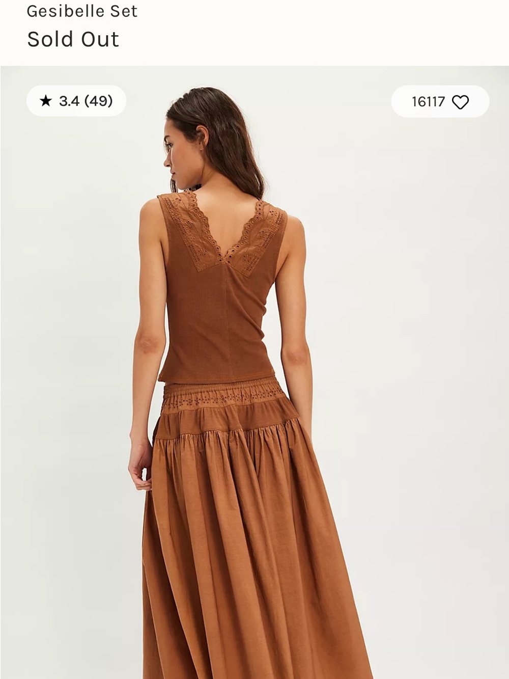 Free People Rust Brown Eyelet Lace-Up Dress Top - Picture 13 of 13